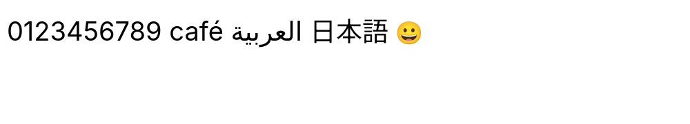 Qt rendering of the same multilingual sample